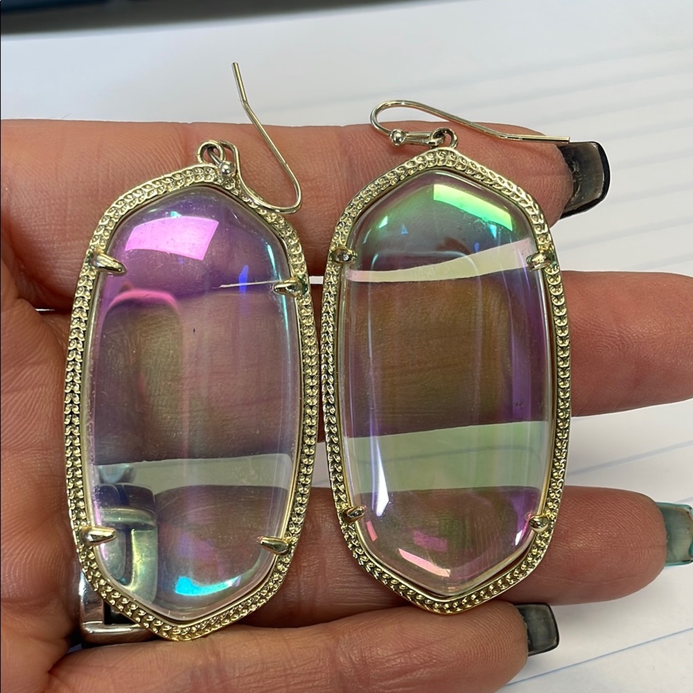 Elegant Gold and Iridescent Earrings